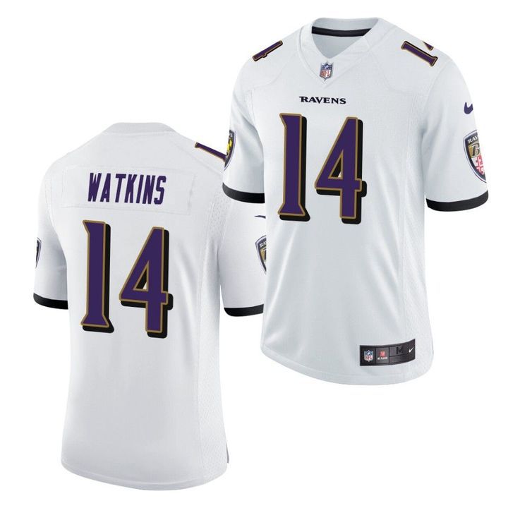 Men Baltimore Ravens #14 Sammy Watkins Nike White Game NFL Jersey